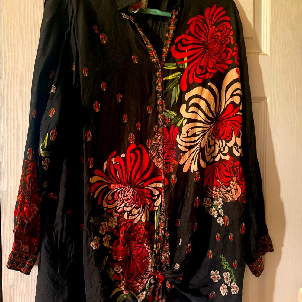 Gorgeous Johnny Was silk tunic shirt